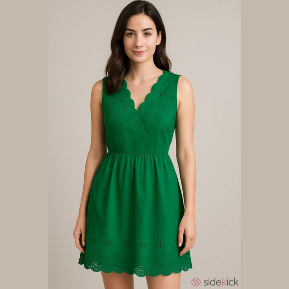 J. Crew Dresses & Skirts - J. CREW Kelly Green Eyelet Dress Sz 12
